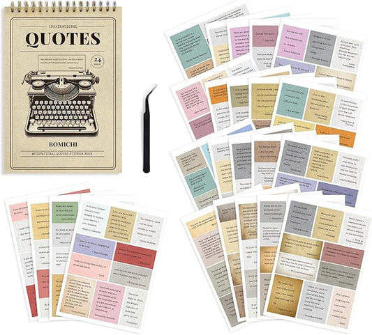 Scrapbook Supplies - 24 Sheets 246 Pcs Word Quote Stickers, Junk Journal Supplies for Scrapbooking, Bullet Journal, DIY Craft Card Making