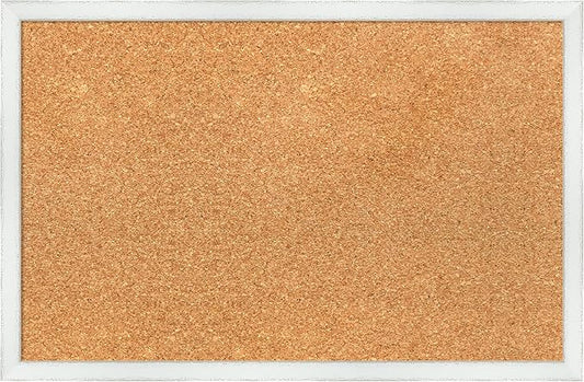 Amanti Art Natural Cork Board for Wall, 15x23 Vision Board with White Frame, Small Corkboard Office Decor for Home Organization, Country Rustic Corkboard Pinboard to Display Items for Home