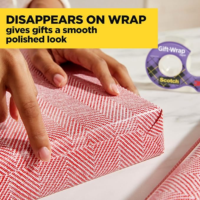 Scotch Gift Wrap Tape with Scotch Desktop Dispenser, 6 Rolls of 3/4" x 1000" Each Plus 1 Desktop Tape Dispenser, Great for Gift Wrapping