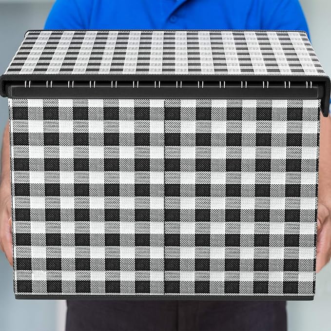 Huolewa Decorative File Organizer Boxes Office Document Storage with Lids, Linen File Storage Organizer Boxes, Universal Hanging Filing Organization Box for Letter/Legal Folder,Home File Storage Bins