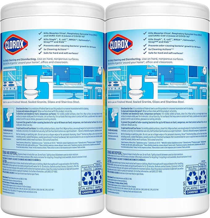Clorox Disinfecting Wipes Value Pack, Bleach Free Cleaning Wipes, 75 Count Each, Pack of 2, Packaging May Vary