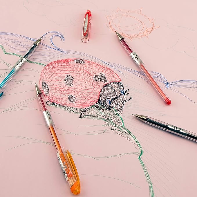 Pentel Arts Slicci 0.25 mm Extra Fine Gel Pen, Orange Ink, Box of 12 (BG202-F1)