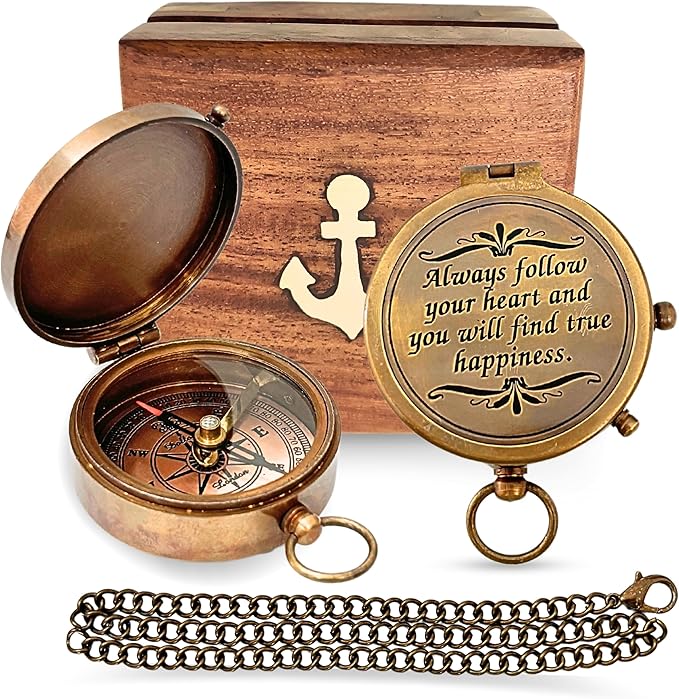 Brass Directional Engraved Compass, Baptism Gifts for Boys Girls, First Communion, Christian Gifts for Men, First Confirmation Gifts for Boys, Inspirational