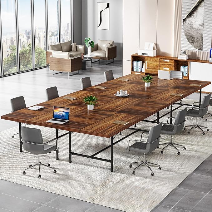 Tribesigns 6FT Conference Table, Rustic Rectangle 70.8" W x 35.4" D Meeting Table, Modern Seminar Table Boardroom Desk for Office Meeting Conference Room (6ft, Rustic)