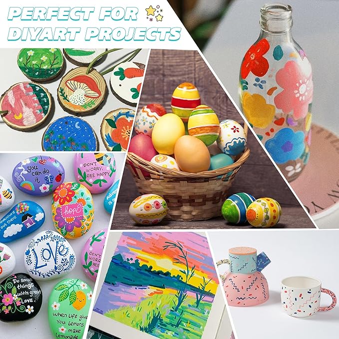 TBC The Best Crafts 48 Colors Dual Tip Acrylic Paint Markers, Double zipper design Topgrade Canvas bag,Waterproof, Non-Toxic, odorless, Suitable for Paper,Pottery, Stones, Glass,outdoor painting