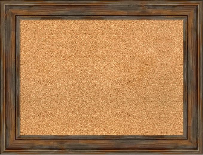 Amanti Art Natural Cork Board for Wall, 26x34 Vision Board with Brown Wood Frame, Medium Corkboard Office Decor for Home Organization, Rustic Farmhouse Corkboard Pinboard to display items for home