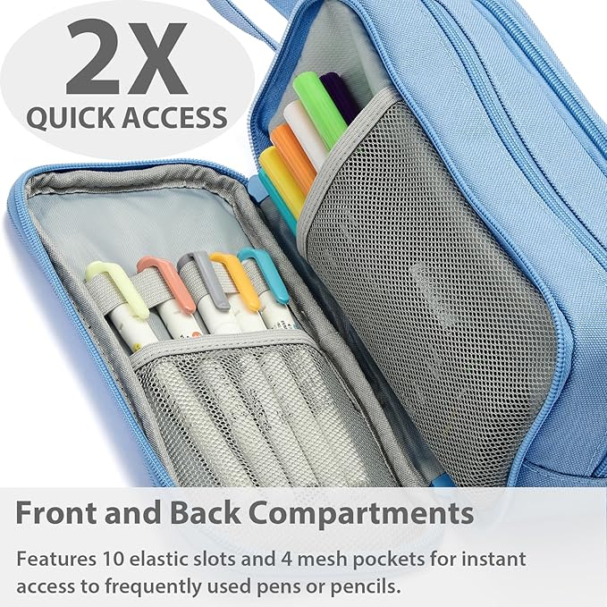 Pencil Case Pouch Box Bag School Supplies Girls Boys Kids, Cute Preppy Stuff Big Capacity Aesthetic Pen Organizer, Back to College Stationary, Cornflower Blue, Extra Large Style, 2300ml