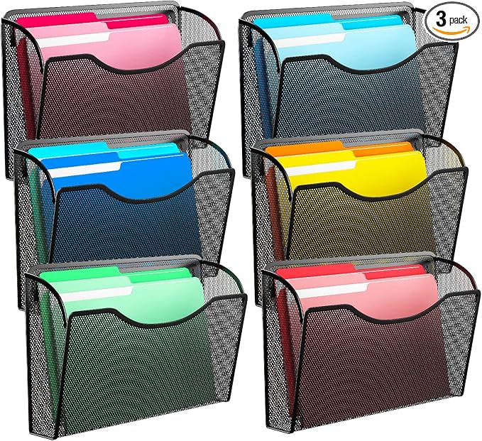 Wall File Organizer,Hanging Wall Mounted File Folder Binder Holder Mail Organizer for Office,Home and School Supplies