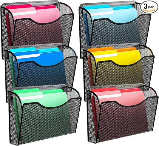 Wall File Organizer,Hanging Wall Mounted File Folder Binder Holder Mail Organizer for Office,Home and School Supplies