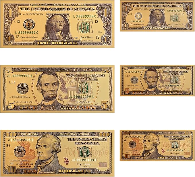 6 PCS Dollar Bill Bookmarks, Cool Waterproof Bookmark, Fancy Book Marks for Book Lovers Reading Women Writers Children, Birthday Gifts for Readers, Reading Accessories, Large & Small Sizes for Books