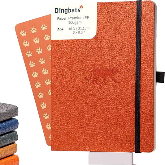 Dingbats A5+ Wildlife Notebook Journal Softcover, Cream 100gsm Ink-Proof Paper, 6 x 8.3 inches, 112 pages (Orange Tiger, Lined Format)