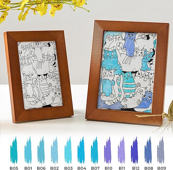 Retractable Glitter Gel Pens, 12 Colors Large Capacity Blue Glitter Metallic Gel Ink Pen, 1 mm Fine Point Smooth Writing Color Pens for Adult Coloring Book Note Taking Aesthetic Art Supplies