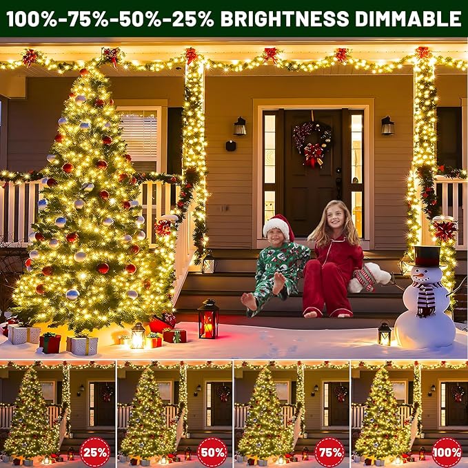 100FT 300 LED Color Changing Christmas Lights, Warm White & Multicolor Christmas Tree Lights with Remote, Waterproof Connectable String Light Outdoor Indoor for Party Garden Xmas Tree Decorations