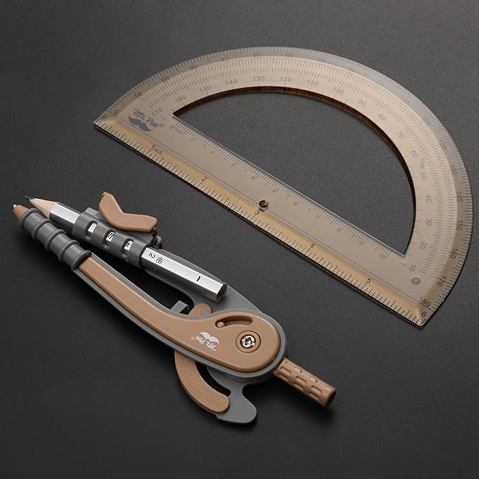 Mr. Pen- Compass and Protractor Set, Dwarf Pony Brown, Compass Geometry Tool, Protractor and Compass Set, Compass Drawing Tool, Drawing Compass, Geometry Compass, Math Compass for Geometry