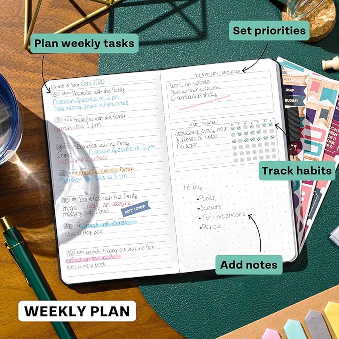 Legend Planner Pocket – Small Undated Monthly & Weekly Goal Journal and Calendar for Productivity, Mini Life Organizer Planner Perfect for Purse, Size: 3.5" x 6.2" Hardcover – Black