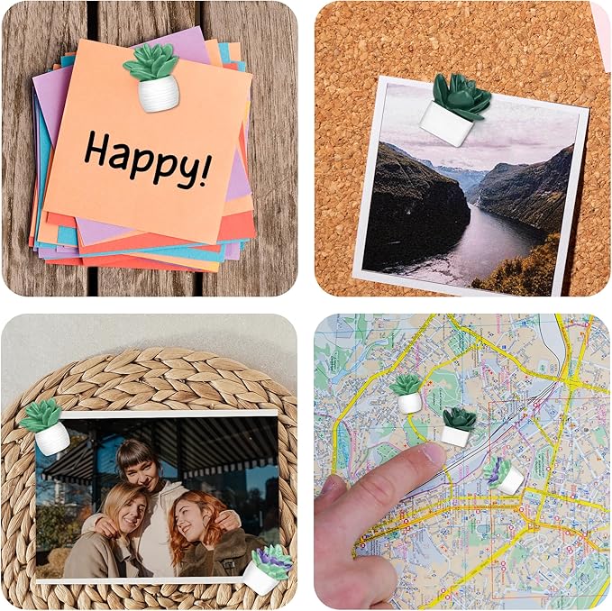 9 Pieces Push Pins Succulent Plants Floret Thumbtacks for Cork Board, Bulletin Boards, Photo Walls, Maps, Whiteboard, Bulletin Board and Other Offices Articles (Three Assorted Styles)