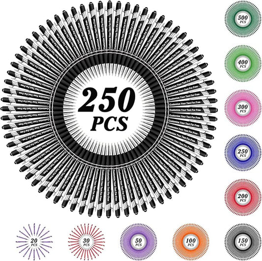 Max 500 Pcs Personalized Pens Bulk, Custom Pens with Free Engraving, Customized Stylus Tip Ballpoint Pen with Your Name Massage Text for School Office Business Graduation Anniversaries-250 Packs