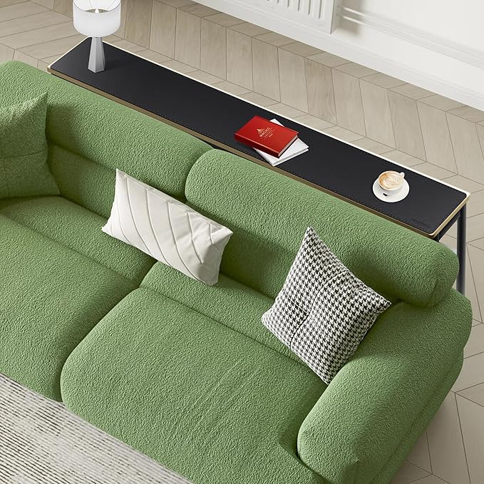 MAIDERN 63” x 7.9” Narrow Table Cover, Reversible Leather & Cork Console Table Mat, Long Slim Table Protector for Sofa Table, Entryway, Sideboard, Hallway, or Buffet Table (Black)