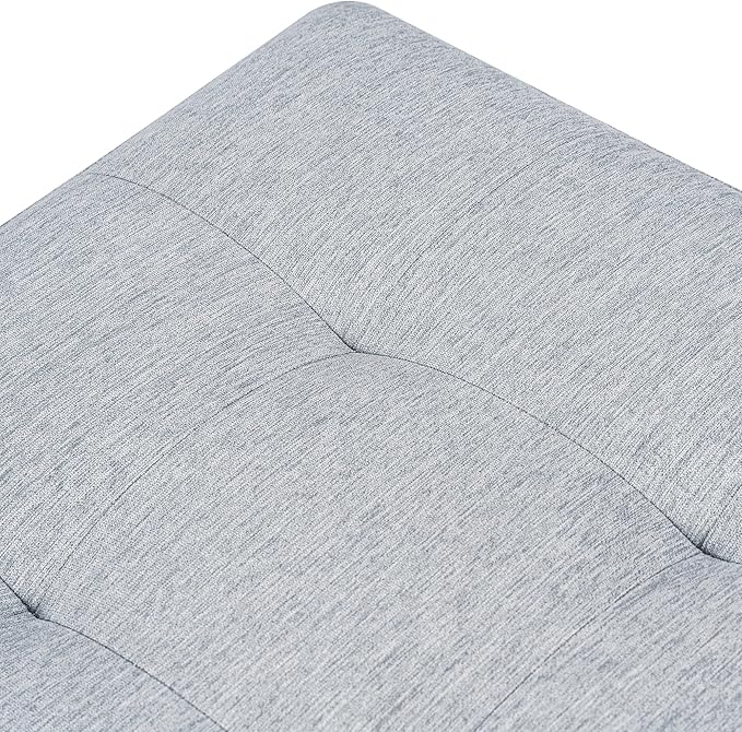 Adeco 18 Inch High Cube Ottoman Storage, Linen Chair Foot Stools, Upholstered Vanity Stool with Hinged Lid, Solid Wood Legs