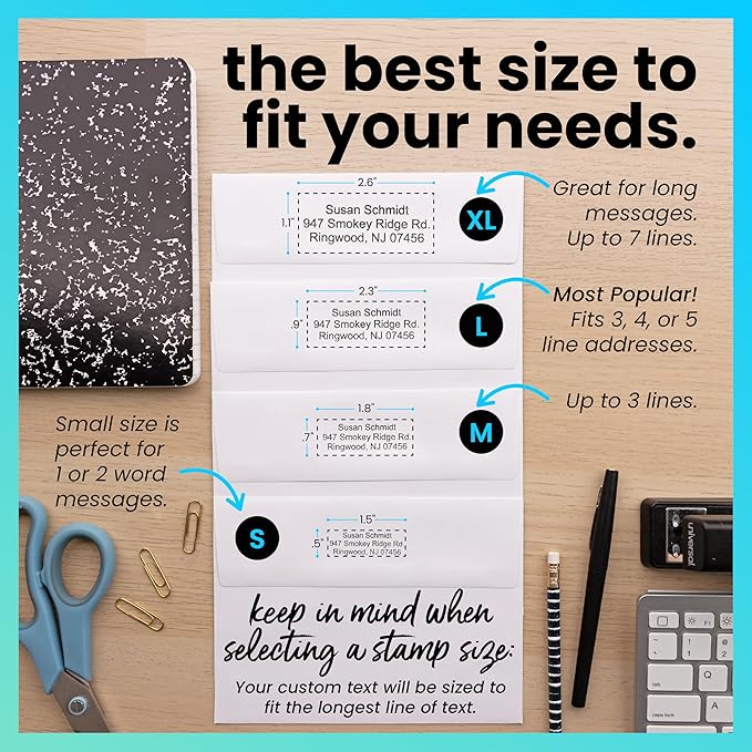 ExcelMark Custom Stamp – Clear & Crisp Impressions – Personalized Self-Inking Rubber Stamp – Use for Address Stamp and More (Medium)