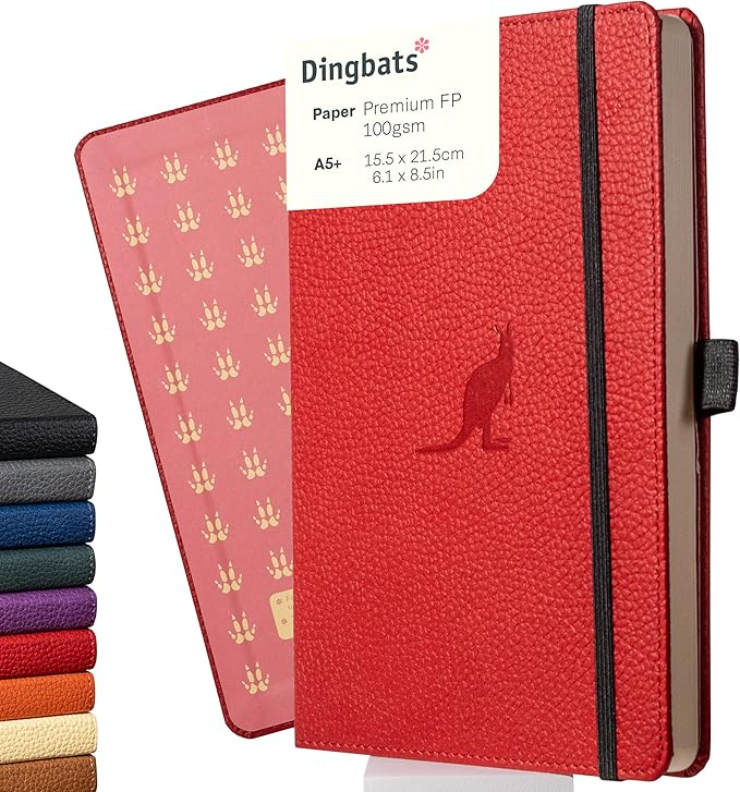 Dingbats A5 Wildlife Notebook Journal Hardcover, Cream 100gsm Ink-Proof Paper, 6.1 x 8.5 inches, 192 pages (Red Kangaroo, Lined)