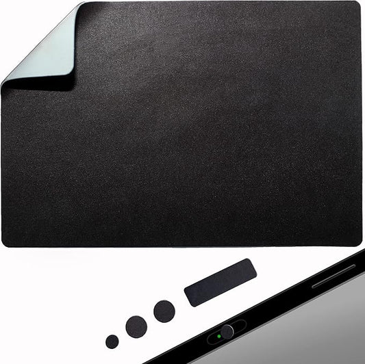 Adhesive Bottom Mouse Pad - Peel and Sticks to Any Surface - Portable - Travel Large Size (XL -Blank- Black)