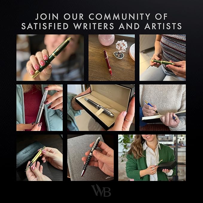 Wordsworth & Black Majesti Fountain Pen-(Black), Luxury Case, 24K Gold Finish; 18K Gilded Medium Nib- Ink Cartridges, Refillable Ink Converter-Calligraphy Pen-Best Business Gift Set for Men & Women