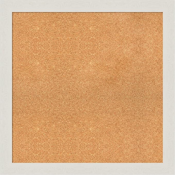 Amanti Art Natural Cork Board for Wall, 29x29 Vision Board with White Frame, Large Corkboard Office Decor for Home Organization, Country Rustic Corkboard Pinboard to Display Items for Home