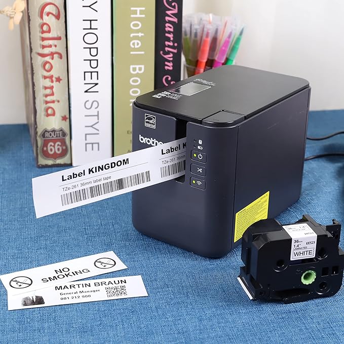 Label KINGDOM TZe-261 36mm Label Tape Replacement for Brother P-Touch TZe261 1 1/2" Black on White TZe Tape 36mm 1.4" Laminated White Compatible with Brother P Touch PT-530 PT-P900W PT-P910BT, 3-Pack