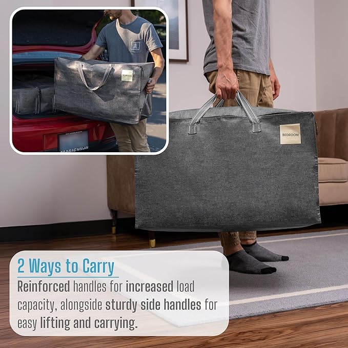 VENO 8 Pack Moving and Storage Bags, Heavy Duty, Alternative to Moving Boxes, Large Packing Totes Supplies for College Dorm Room with Zipper for Clothes, Wide Open Design (Dark Gray, 8 Pack)