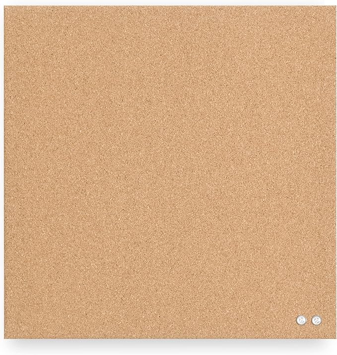 U Brands Frameless Square Cork Bulletin Board, Office Supplies, 14” x 14”, Natural, with Push Pins, 1 Count