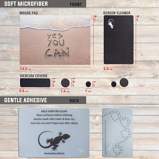 Mouse Pad Adhesive Bottom - Sticks to Any Surface - Portable - Webcam Covers and Screen Cleaner Included (YES You CAN)