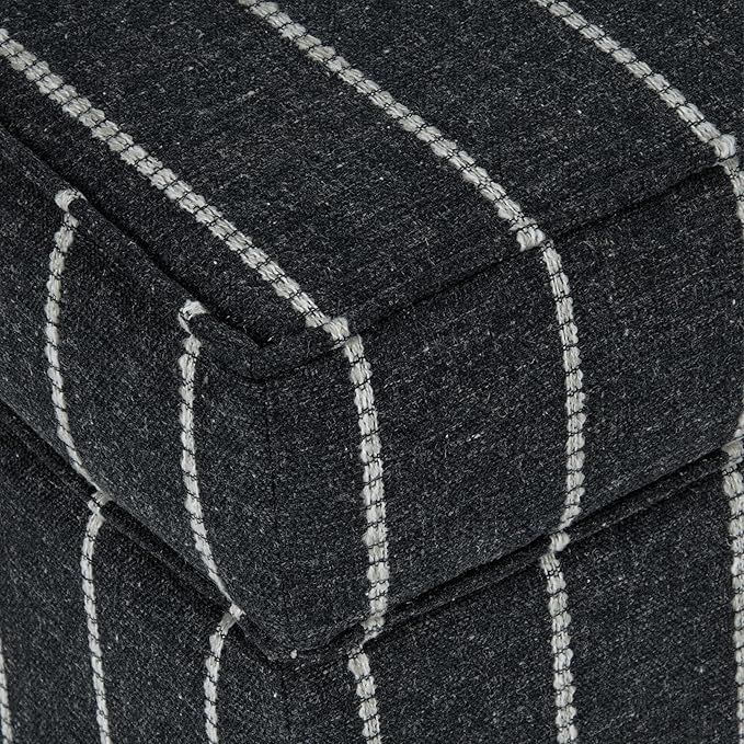 Home Decor | Dinah Collection Modern Storage Ottoman | Ottoman with Storage for Living Room & Bedroom(Black with Boucle Stripe)