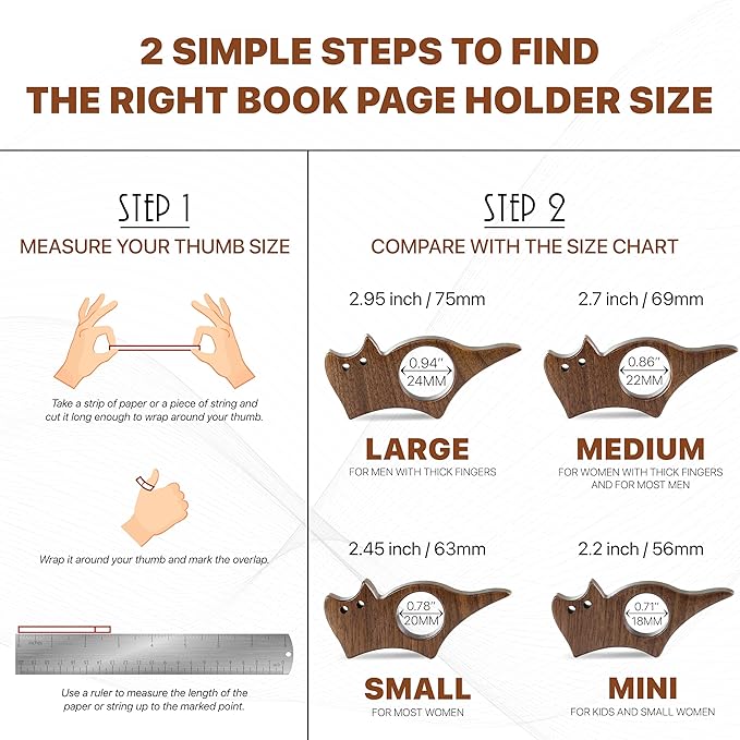 Cat Book Page Holder, Smooth Finish Walnut Wood Book Holder for Reading, Ideal Book Reader Gifts & Reading Accessories,Book Worm Gifts for Women, Thumb Book Page Holder - Book Lovers & Literary Gifts