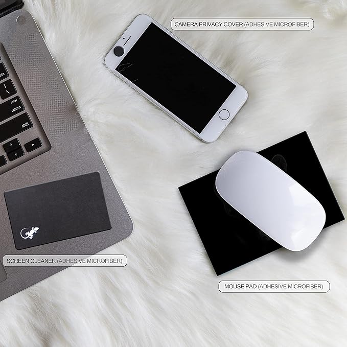 Mouse Pad Adhesive Bottom - Sticks to Any Surface - Portable - Webcam Covers and Screen Cleaner Included (2 Pack - Dog Set)