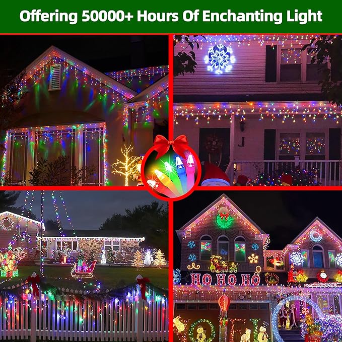 1332 LED Christmas Lights with 296 Drops,132ft 12 Modes Hanging ice String Lights with Timer & Dimmable & Waterproof, Plug-in Fairy Lights for Tree Holiday Wedding Party Christmas Decor Multicolor