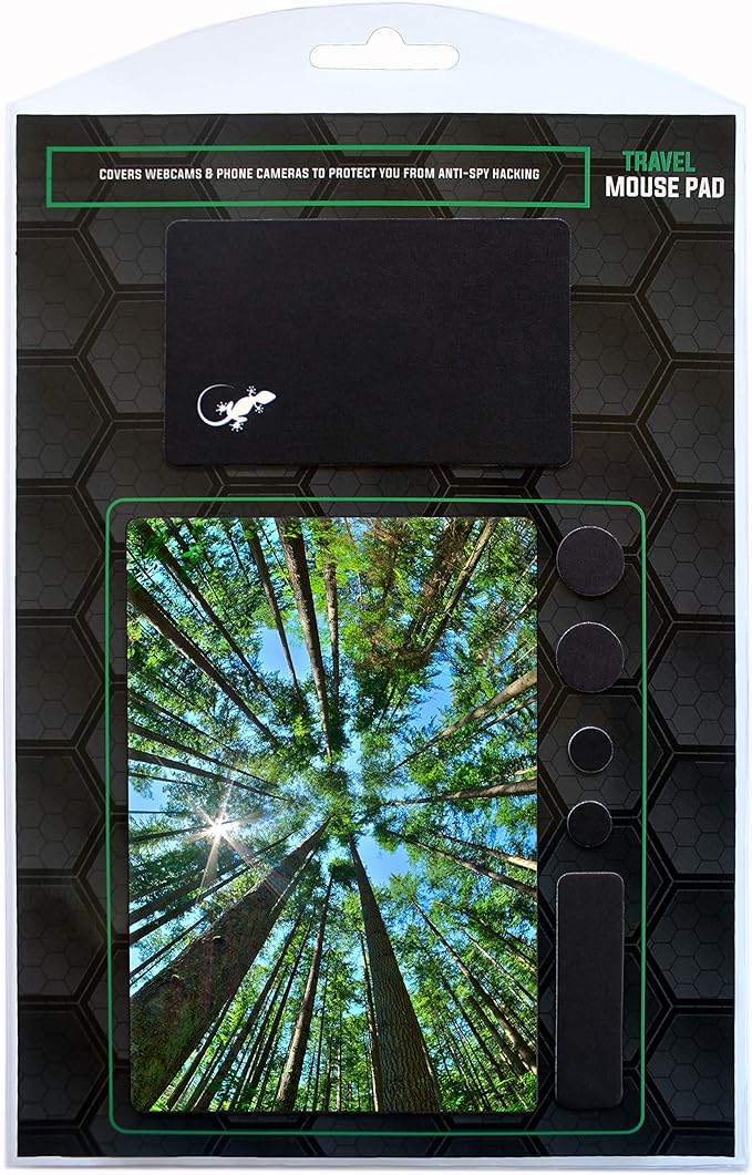 Mouse Pad Adhesive Bottom - Sticks to Any Surface - Portable - Webcam Covers and Screen Cleaner Included (Tall Trees)