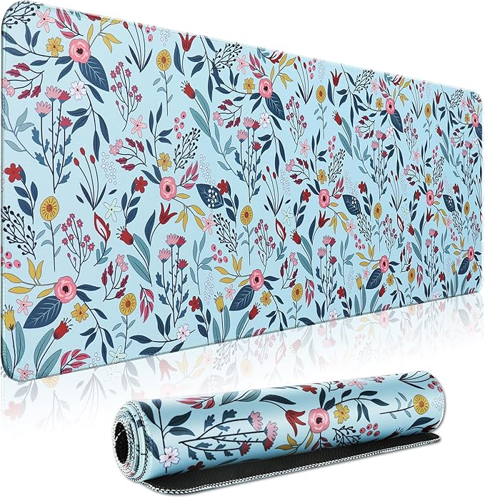 Large Gaming Mouse Pad,Beautiful Floral Desk Pad with Anti-Slip Rubber Base, Extended XXL Long Gaming Mousepad, Desk mat for Keyboard and Mouse|Computer mat,31.5 X 11.8 Inch