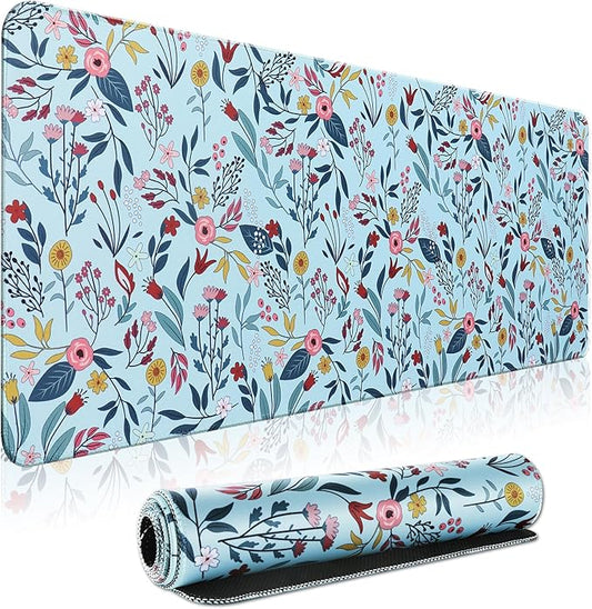 Large Gaming Mouse Pad,Beautiful Floral Desk Pad with Anti-Slip Rubber Base, Extended XXL Long Gaming Mousepad, Desk mat for Keyboard and Mouse|Computer mat,31.5 X 11.8 Inch