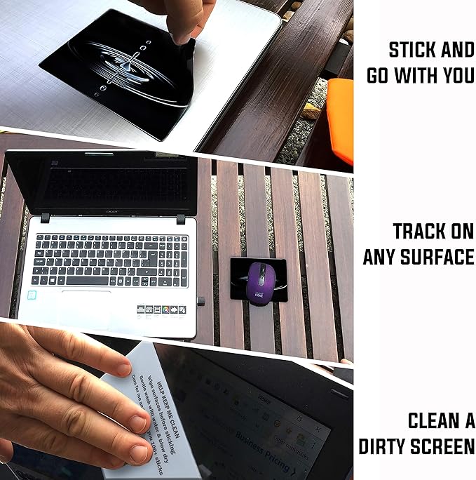 Mouse Pad Adhesive Bottom - Sticks to Any Surface - Portable - Webcam Covers and Screen Cleaner Included (Water Drop)