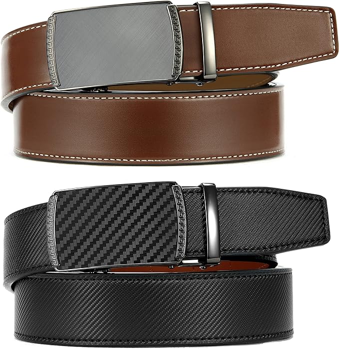 CHAOREN Leather Ratchet Belt Men 2 Pack - Customizable Fit, Effortless Style (35mm)