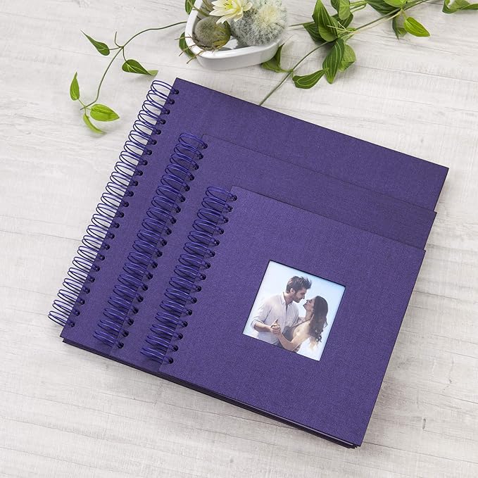 10 x 10 Inch DIY Scrapbook Photo Album with Cover Photo 80 Pages Hardcover Craft Paper Photo Album for Guest Book, Anniversary, Valentines Day Gifts (Purple, 10 x 10 inch)