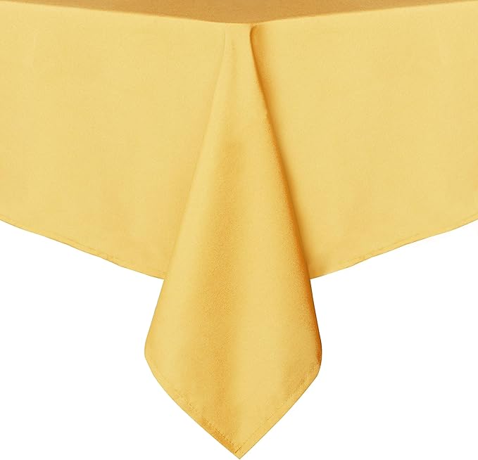 sancua Square Tablecloth - 60 x 60 Inch - Stain and Wrinkle Resistant Washable Polyester Table Cloth, Decorative Fabric Table Cover for Dining Tables, Buffet Parties and Camping, Yellow