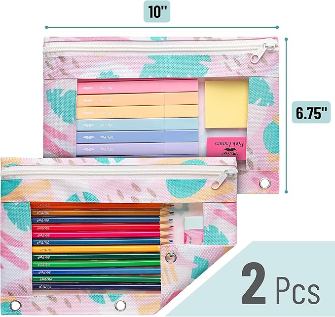Mr. Pen- 2Pack Pencil Cases, Zipper Pouch for 3 Ring Binder