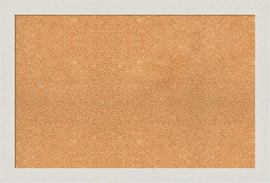 Amanti Art Natural Cork Board for Wall, 25x37 Vision Board with White Frame, Large Corkboard Office Decor for Home Organization, Country Rustic Corkboard Pinboard to Display Items for Home