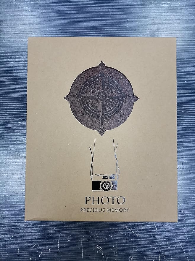 ThxMadam Navigation Scrapbook Leather Photo Album Vintage Wedding Guest Book Memory Book with 60 Black Pages Present for Valentines Anniversary Mother’s Day Birthday Gift for Student Kids Friend