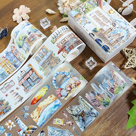 Snycler Pre-Cut The World Themed PET Washi Tapes - Vintage Aesthetic Tape Stickers for Journaling, Scrapbooking, Junk Journals, Crafts, Planners - 4 Rolls