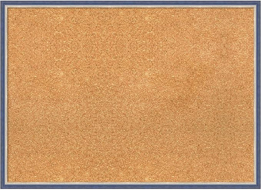 Amanti Art Natural Cork Board for Wall, 21x29 Vision Board with Blue Wood Frame, Medium Corkboard Office Decor for Home Organization, Modern Contemporary Corkboard Pinboard to display items for home