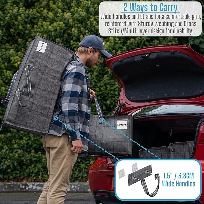 VENO 6 Pack Moving Bags w/Backpack Straps, Heavy Duty, Moving Boxes Alternative, Packing Supplies, Large Storage Totes for Dorm Room Essentials with Zipper for Clothes (Windowpane, 6 Pack)