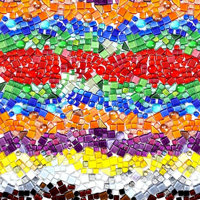 3200 Pcs Colorful Irregular Crystal Mosaic Tiles, 6.6lb Tiny Mosaic Tile DIY Hobbies Children Handmade Crystal Craft for Craft Bathroom Kitchen Home Decoration DIY Art Projects